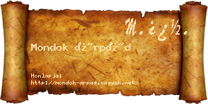 Mondok Árpád névjegykártya