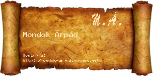 Mondok Árpád névjegykártya