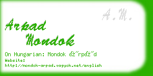 arpad mondok business card